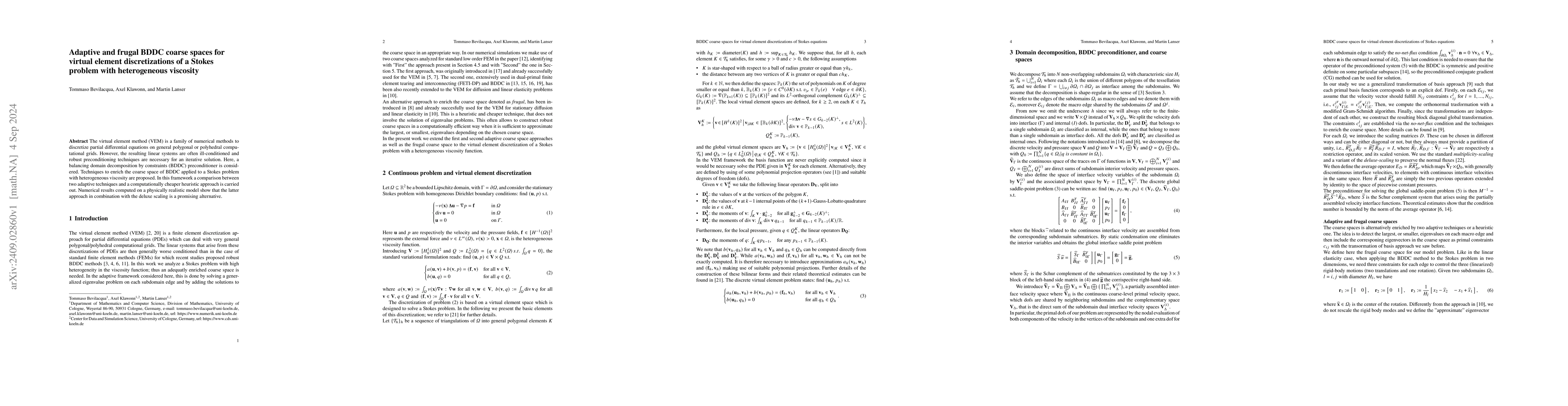 Thumbnail for Adaptive and frugal BDDC coarse spaces for virtual element
  discretizations of a Stokes problem with heterogeneous viscosity