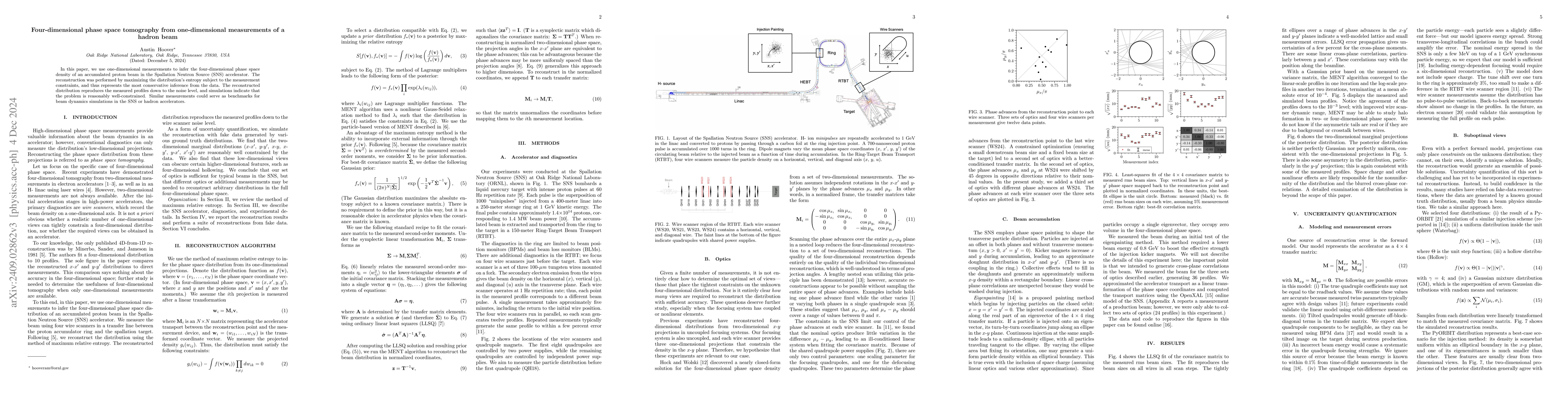 Thumbnail for Four-dimensional phase space tomography from one-dimensional
  measurements of a hadron beam
