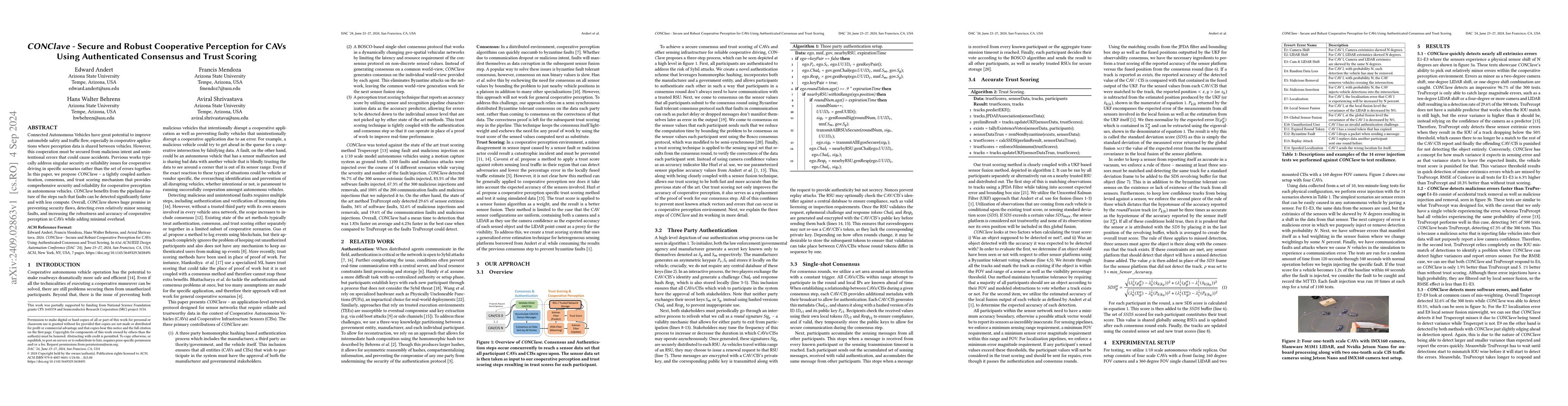 Thumbnail for CONClave -- Secure and Robust Cooperative Perception for CAVs Using
  Authenticated Consensus and Trust Scoring