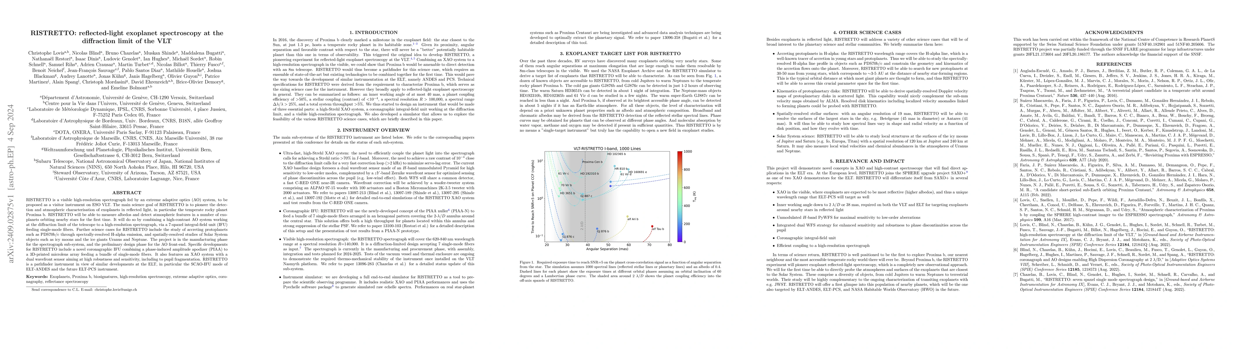 Thumbnail for RISTRETTO: reflected-light exoplanet spectroscopy at the diffraction
  limit of the VLT