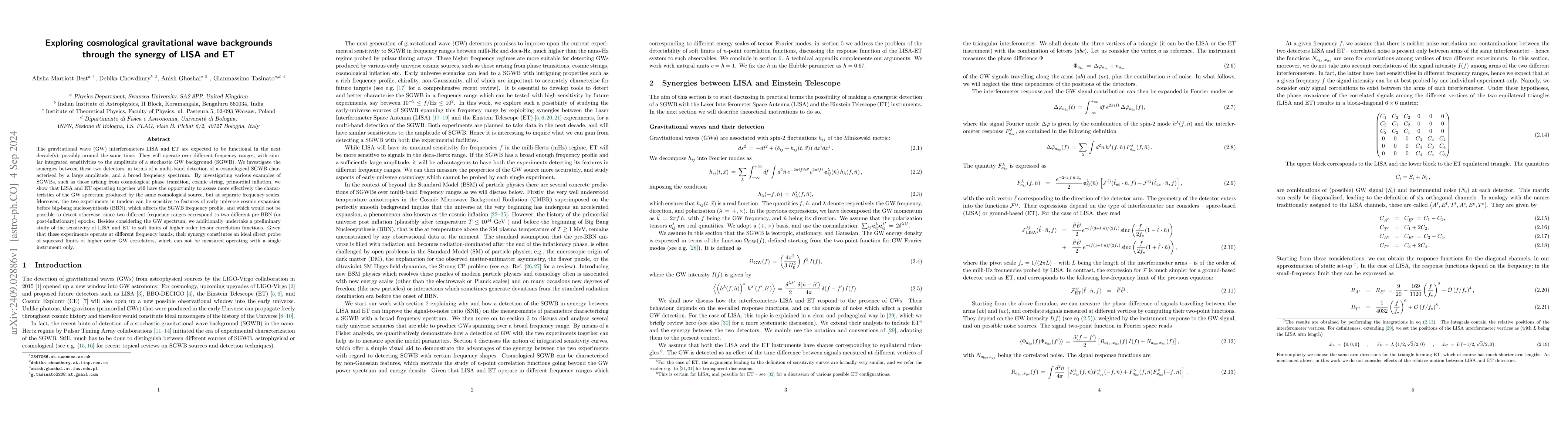 Thumbnail for Exploring cosmological gravitational wave backgrounds through the
  synergy of LISA and ET