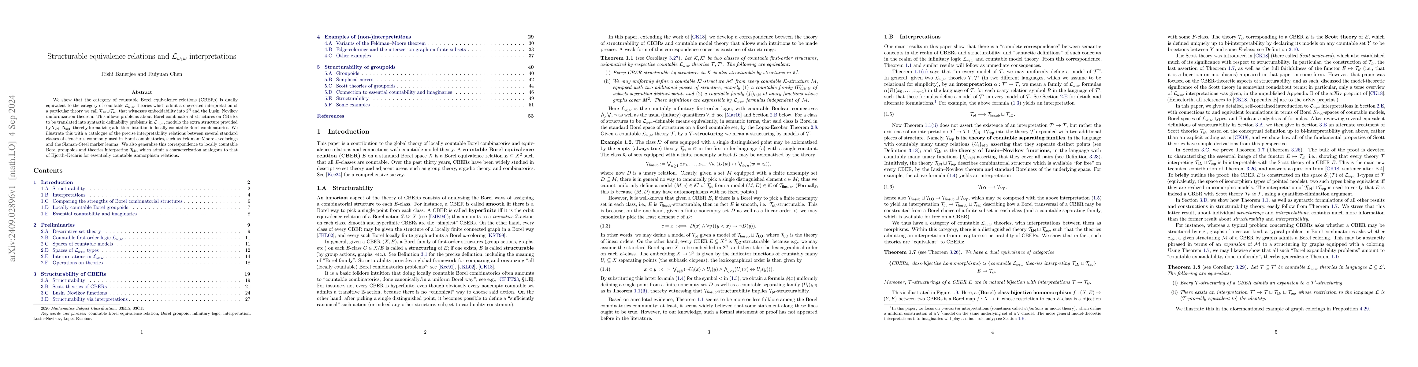 Thumbnail for Structurable equivalence relations and $\mathcal{L}_{ω_1ω}$
  interpretations