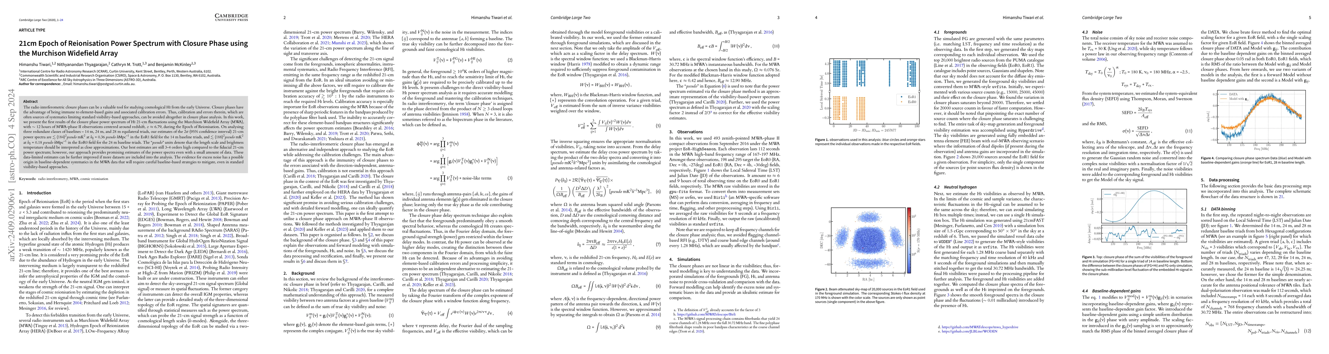 Thumbnail for 21cm Epoch of Reionisation Power Spectrum with Closure Phase using the
  Murchison Widefield Array