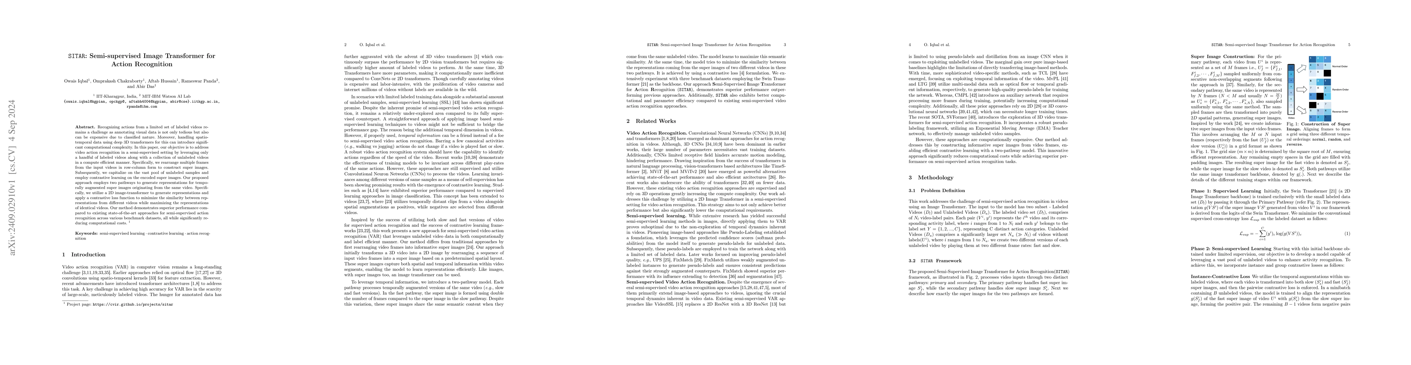 Thumbnail for SITAR: Semi-supervised Image Transformer for Action Recognition