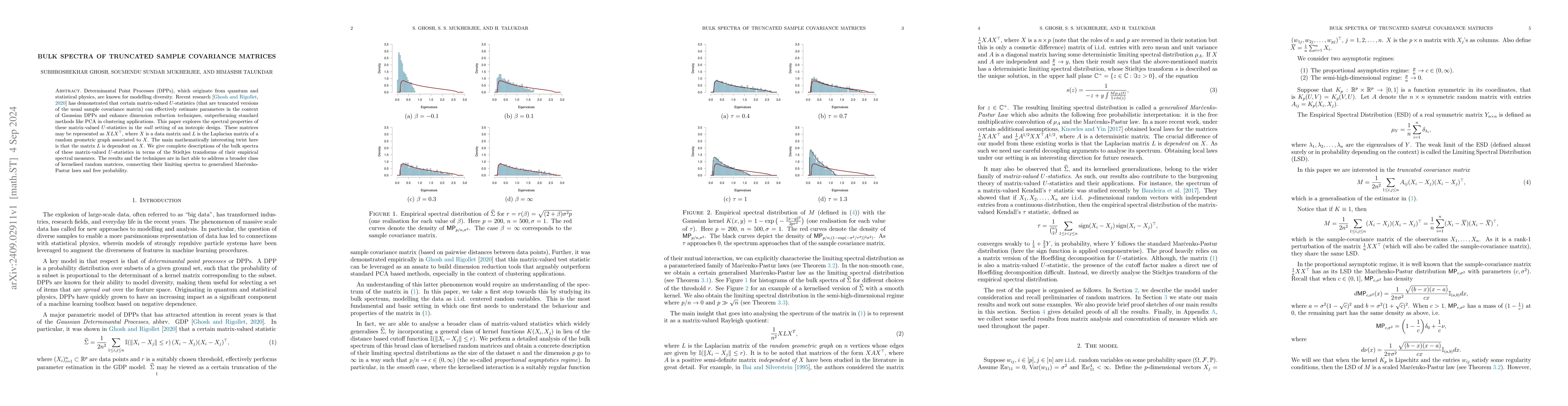 Thumbnail for Bulk Spectra of Truncated Sample Covariance Matrices