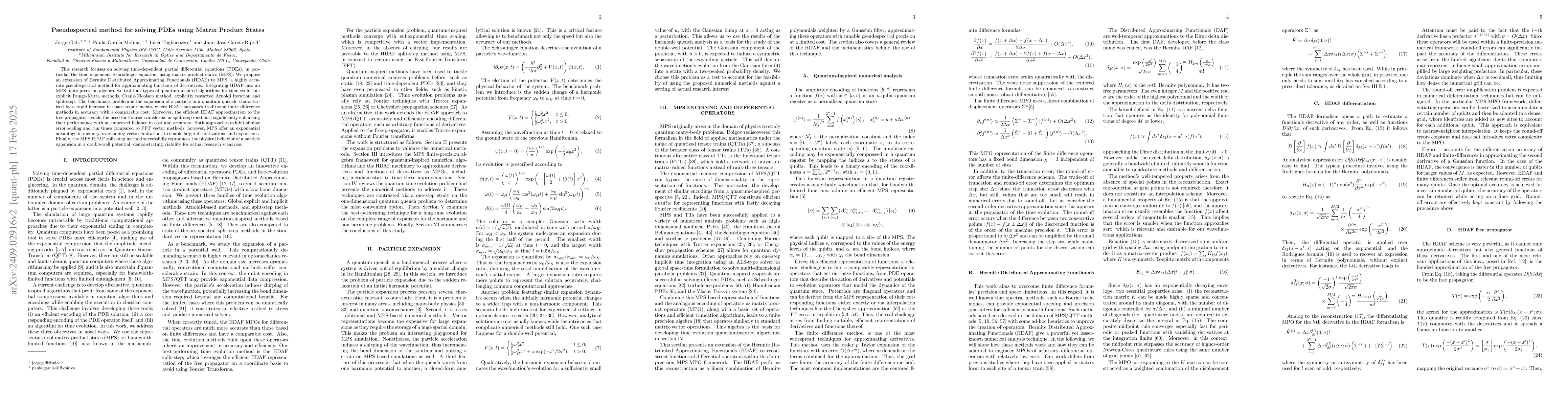 Thumbnail for Pseudospectral method for solving PDEs using Matrix Product States