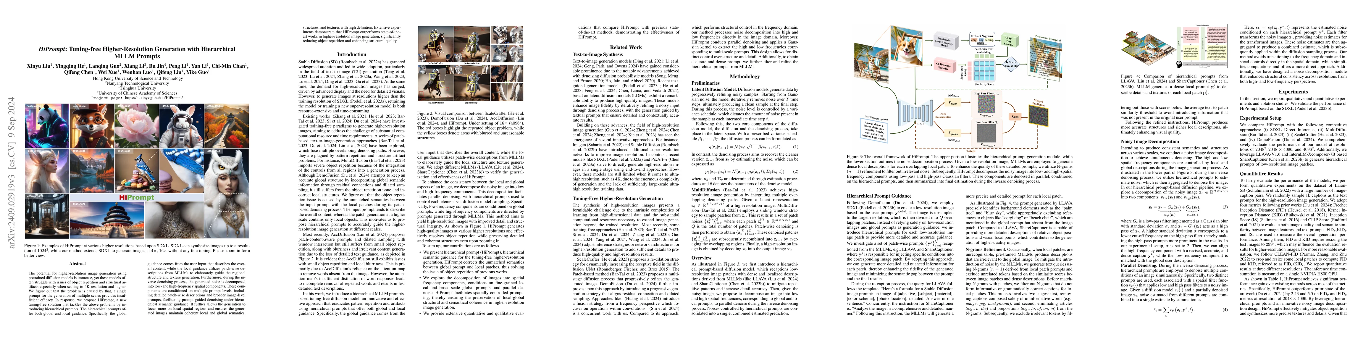 Thumbnail for HiPrompt: Tuning-free Higher-Resolution Generation with Hierarchical
  MLLM Prompts