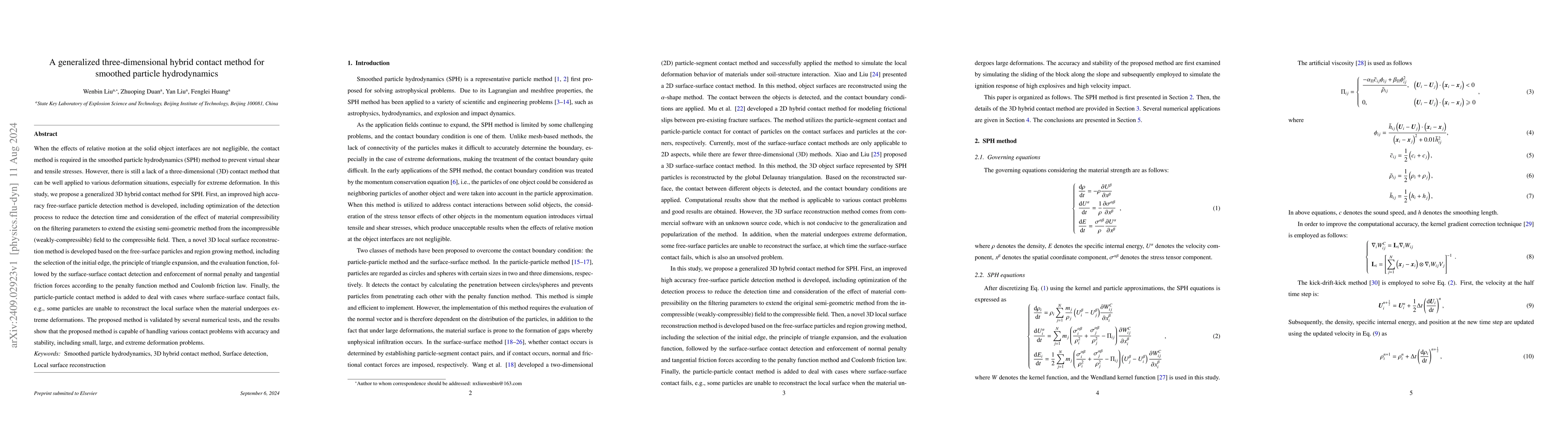 Thumbnail for A generalized three-dimensional hybrid contact method for smoothed
  particle hydrodynamics