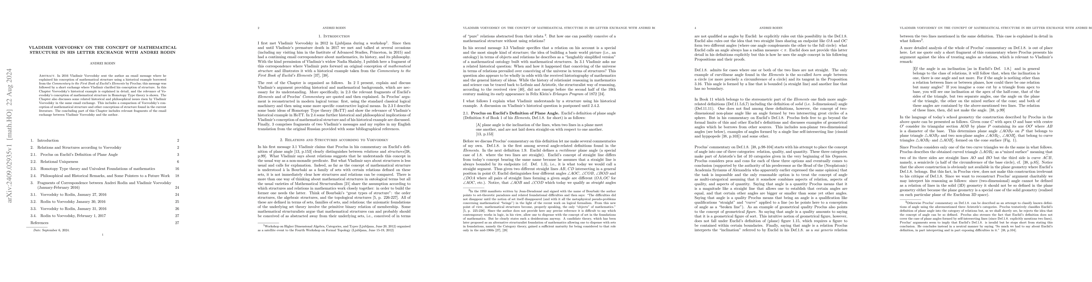 Thumbnail for Vladimir Voevodsky on the concept of mathematical structure in his
  letter exchange with Andrei Rodin