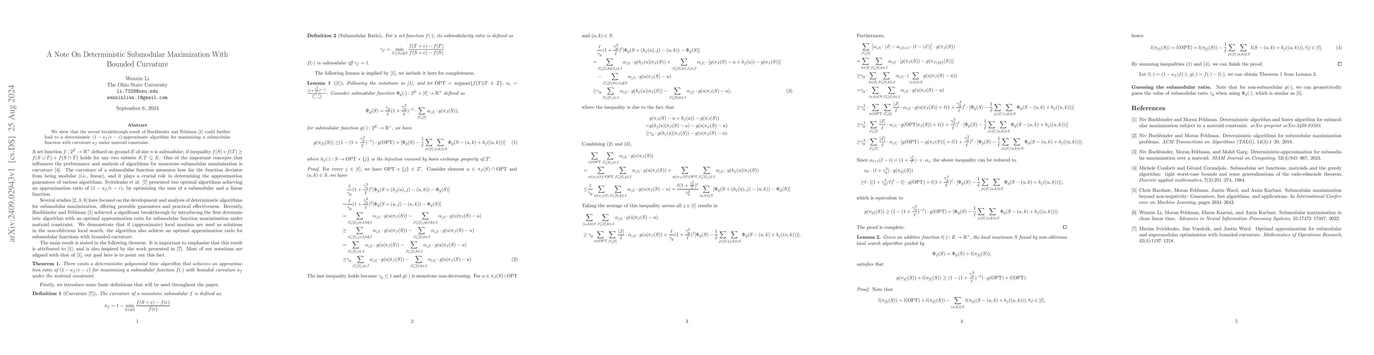 Thumbnail for A Note On Deterministic Submodular Maximization With Bounded Curvature