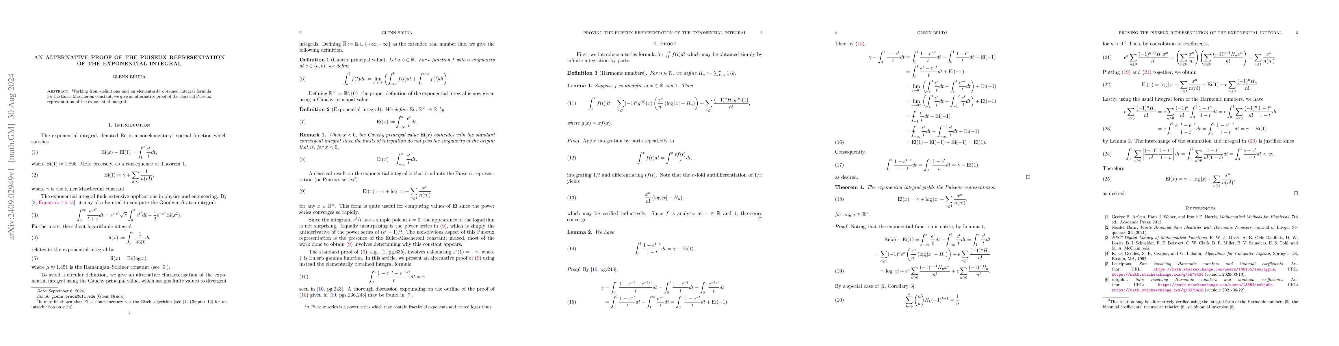 Thumbnail for An alternative proof of the Puiseux representation of the exponential
  integral