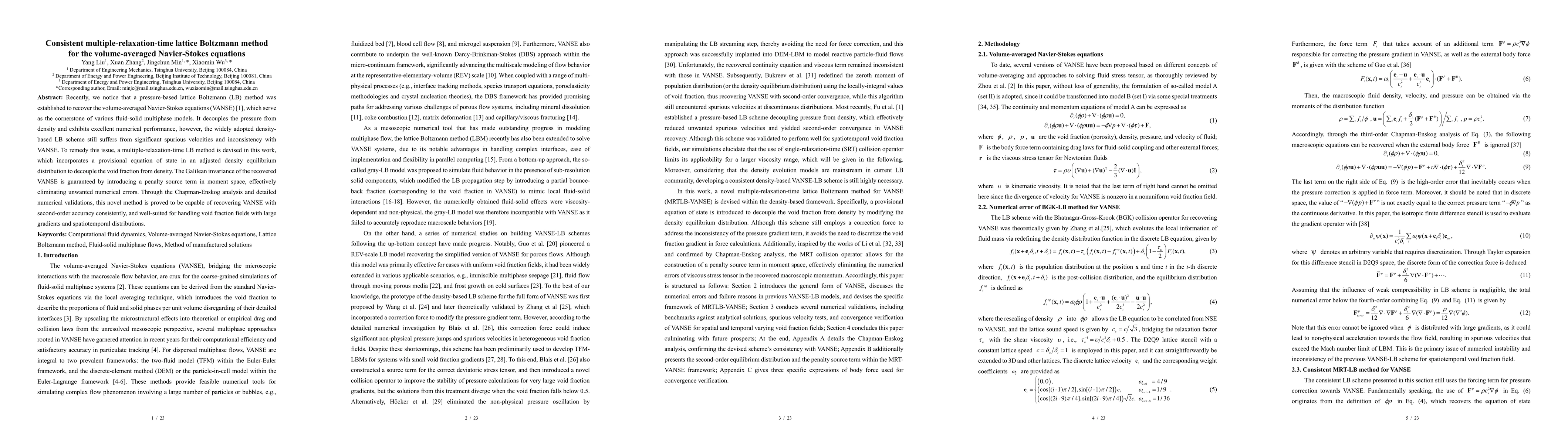 Thumbnail for Consistent multiple-relaxation-time lattice Boltzmann method for the
  volume averaged Navier-Stokes equations