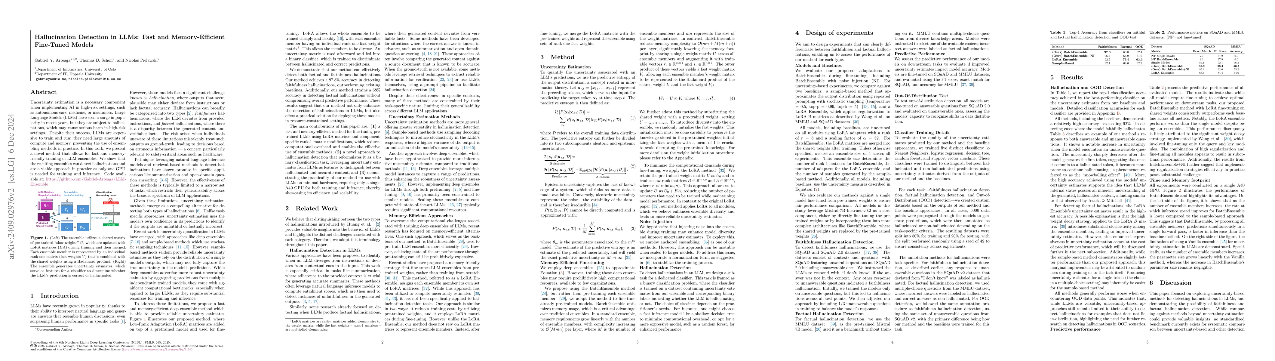 Thumbnail for Hallucination Detection in LLMs: Fast and Memory-Efficient Finetuned
  Models