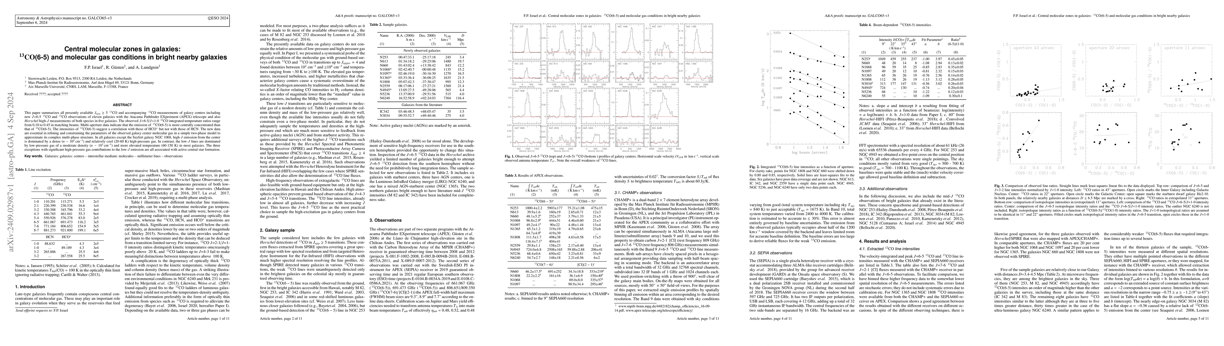 Thumbnail for Central molecular zones in galaxies: 13CO(6-5) and molecular gas
  conditions in bright nearby galaxies