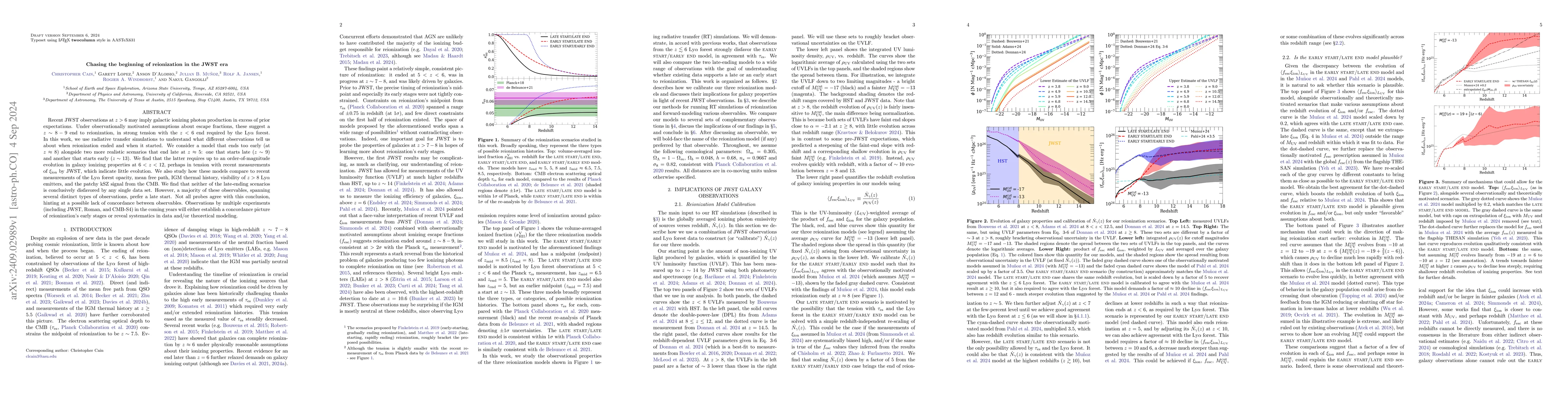 Thumbnail for Chasing the beginning of reionization in the JWST era