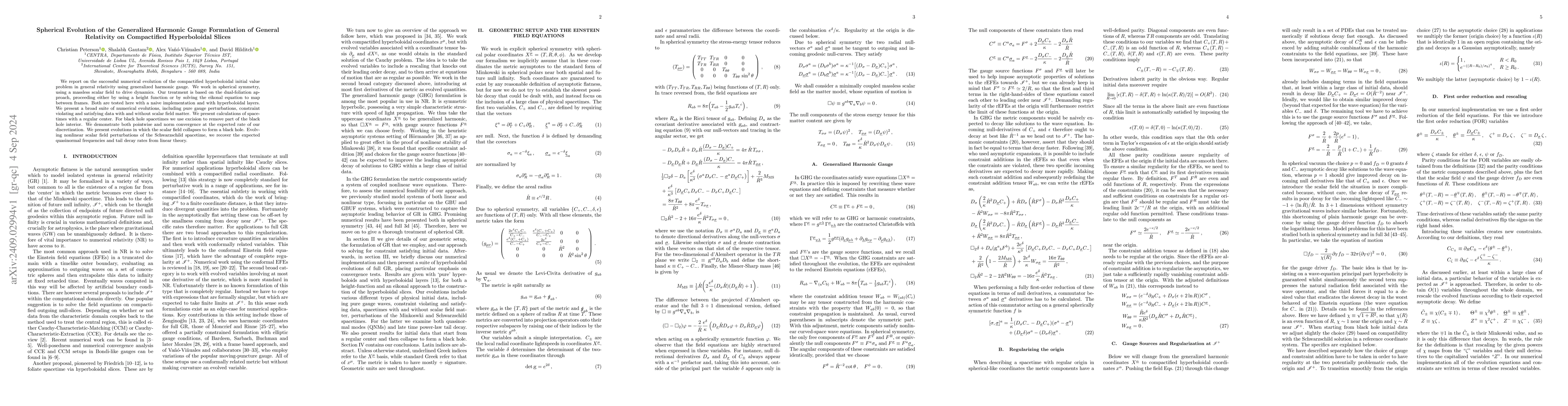 Thumbnail for Spherical Evolution of the Generalized Harmonic Gauge Formulation of
  General Relativity on Compactified Hyperboloidal Slices