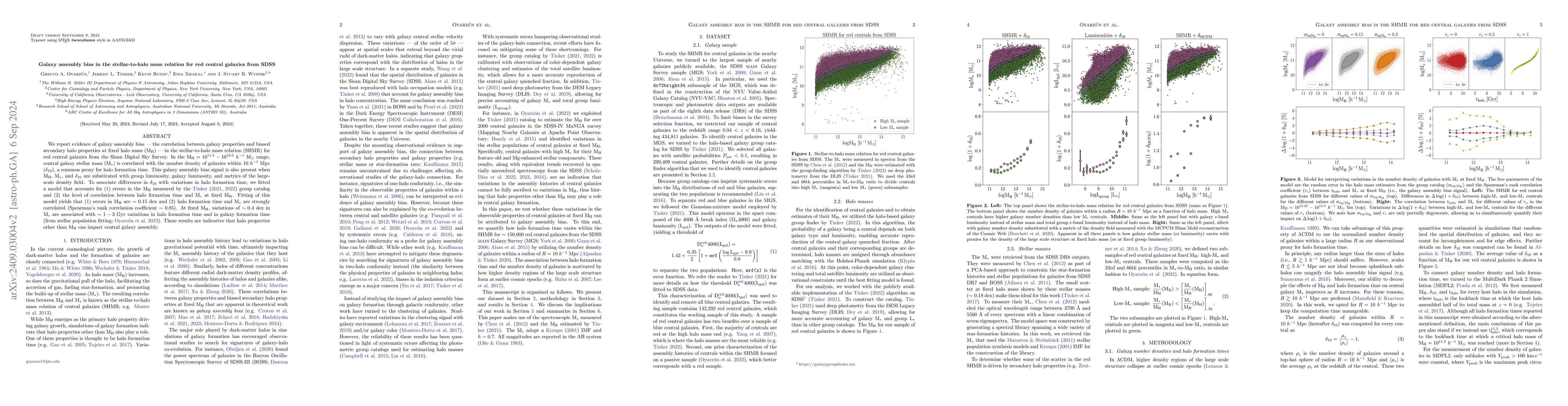 Thumbnail for Galaxy assembly bias in the stellar-to-halo mass relation for red
  central galaxies from SDSS