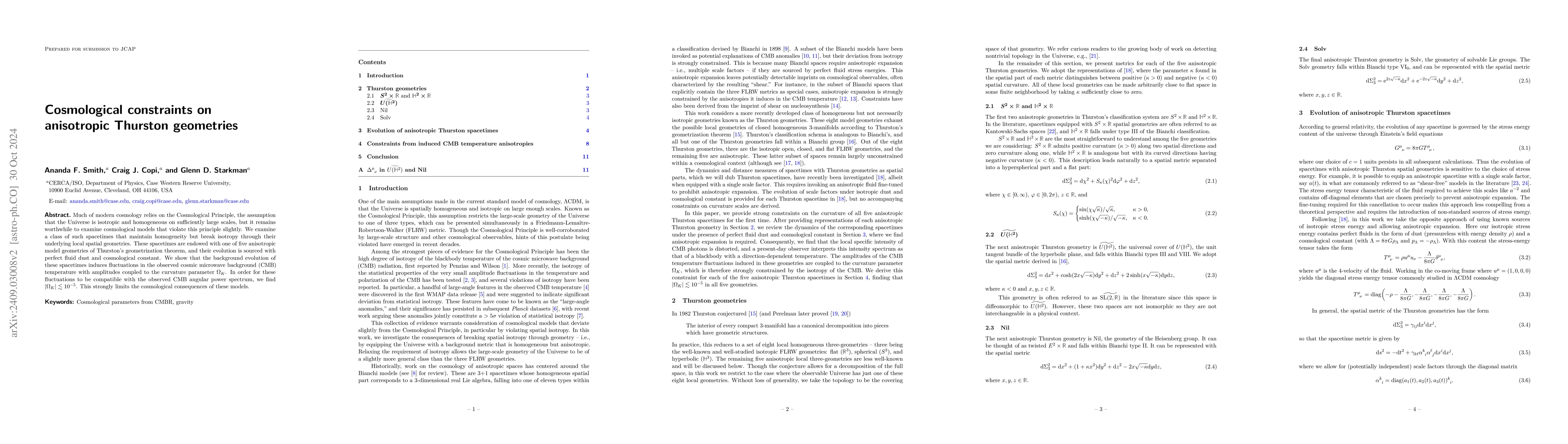 Thumbnail for Cosmological constraints on anisotropic Thurston geometries