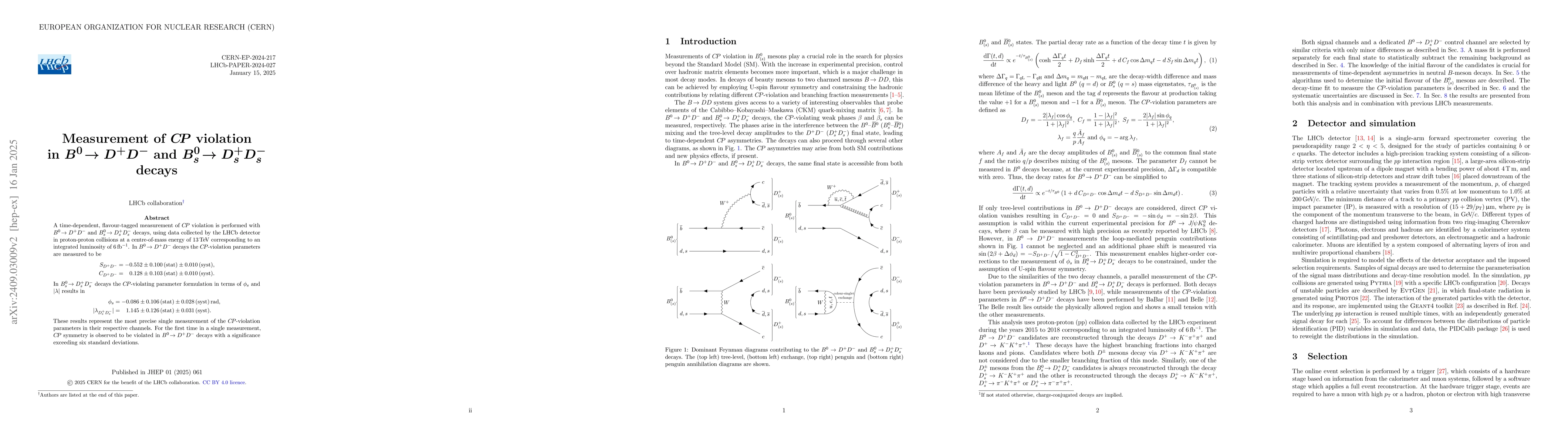 Thumbnail for Measurement of $CP$ violation in ${B^0}\rightarrow{D^{+}D^{-}}$ and
  ${B^{0}_{s}}\rightarrow{D^{+}_{s}D^{-}_{s}}$ decays