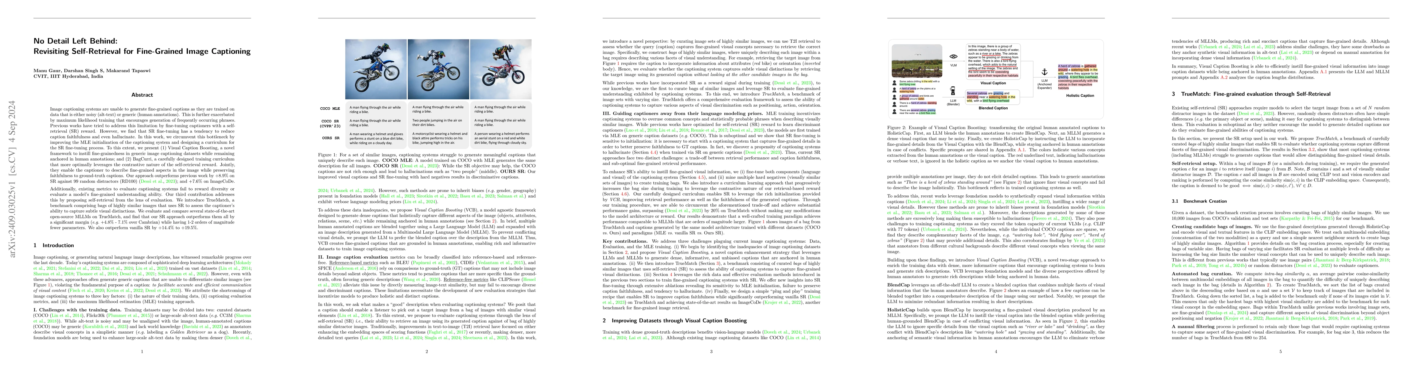 Thumbnail for No Detail Left Behind: Revisiting Self-Retrieval for Fine-Grained Image
  Captioning