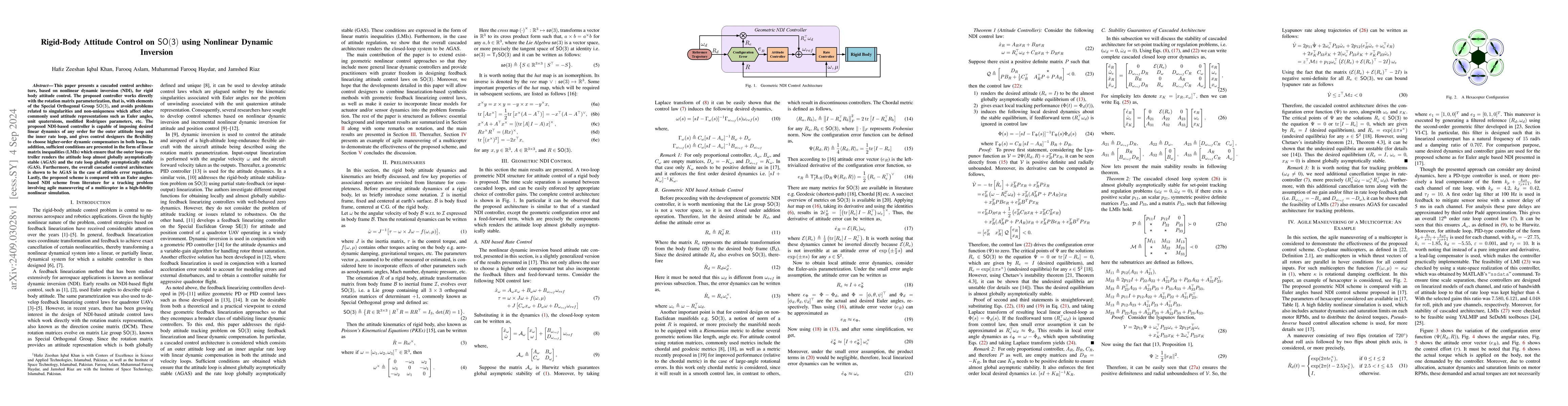 Thumbnail for Rigid-Body Attitude Control on $\mathsf{SO(3)}$ using Nonlinear Dynamic
  Inversion
