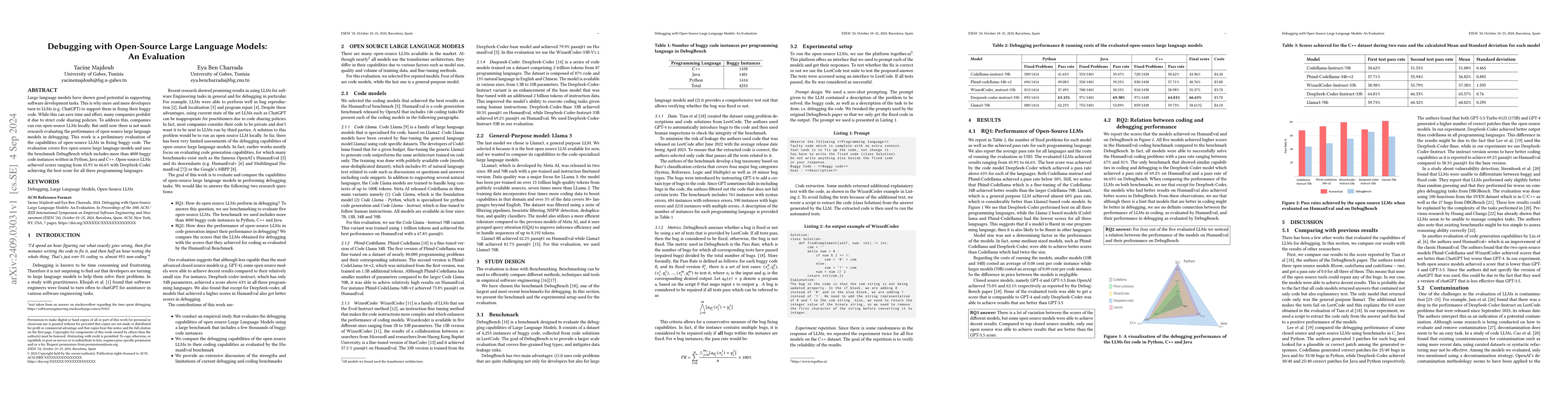 Thumbnail for Debugging with Open-Source Large Language Models: An Evaluation