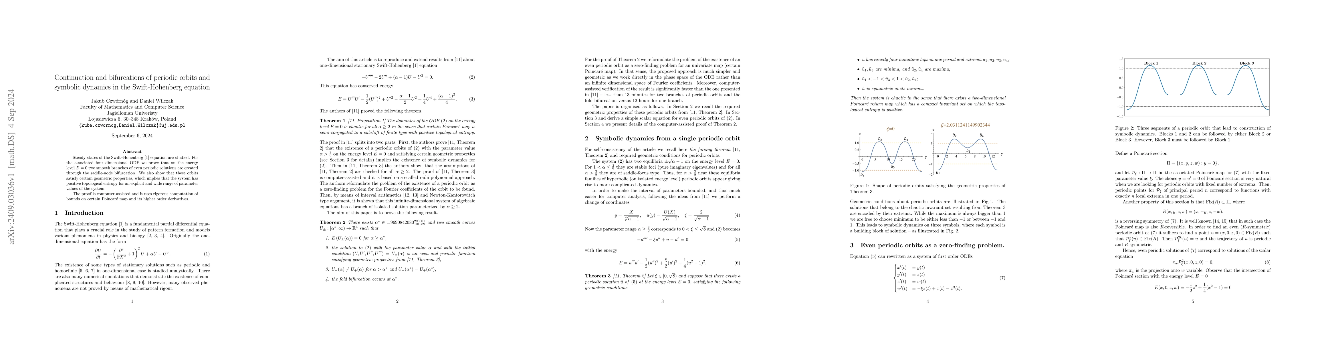 Thumbnail for Continuation and bifurcations of periodic orbits and symbolic dynamics
  in the Swift-Hohenberg equation