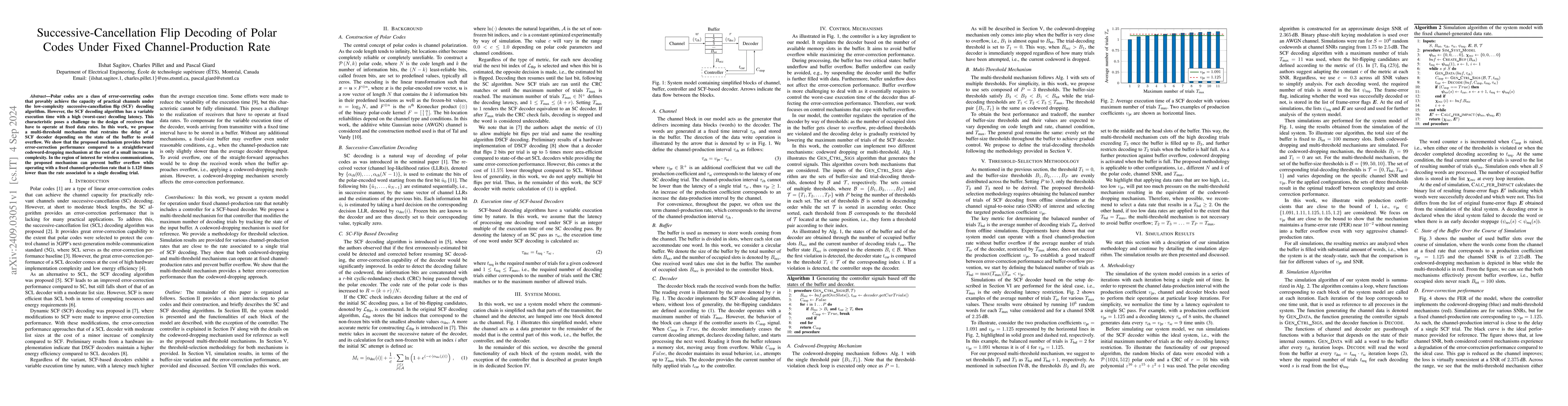 Thumbnail for Successive-Cancellation Flip Decoding of Polar Codes Under Fixed
  Channel-Production Rate