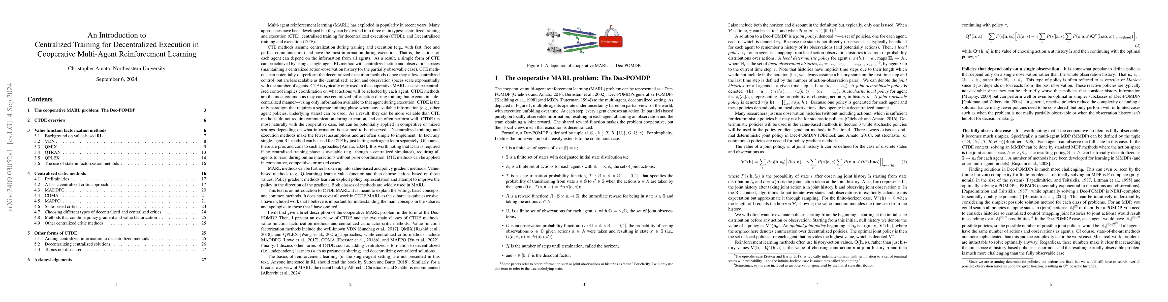 Thumbnail for An Introduction to Centralized Training for Decentralized Execution in
  Cooperative Multi-Agent Reinforcement Learning