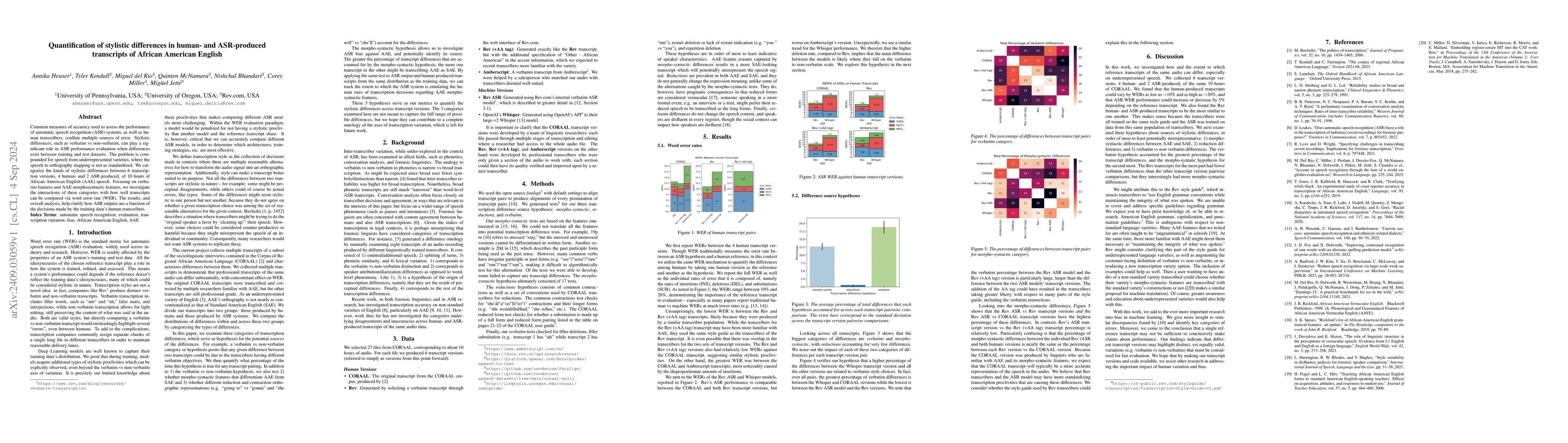 Thumbnail for Quantification of stylistic differences in human- and ASR-produced
  transcripts of African American English