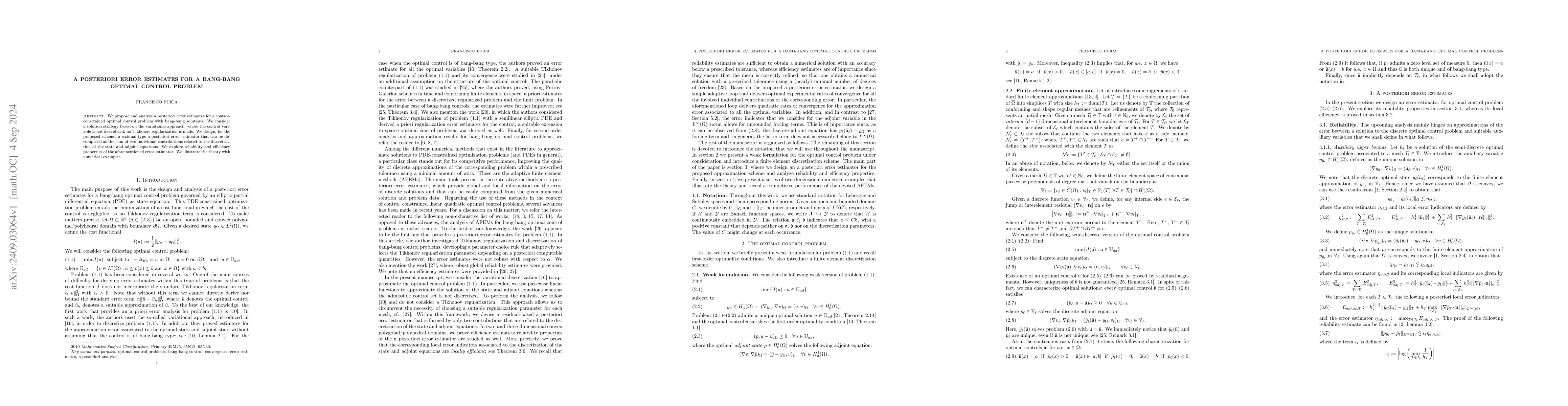 Thumbnail for A posteriori error estimates for a bang-bang optimal control problem