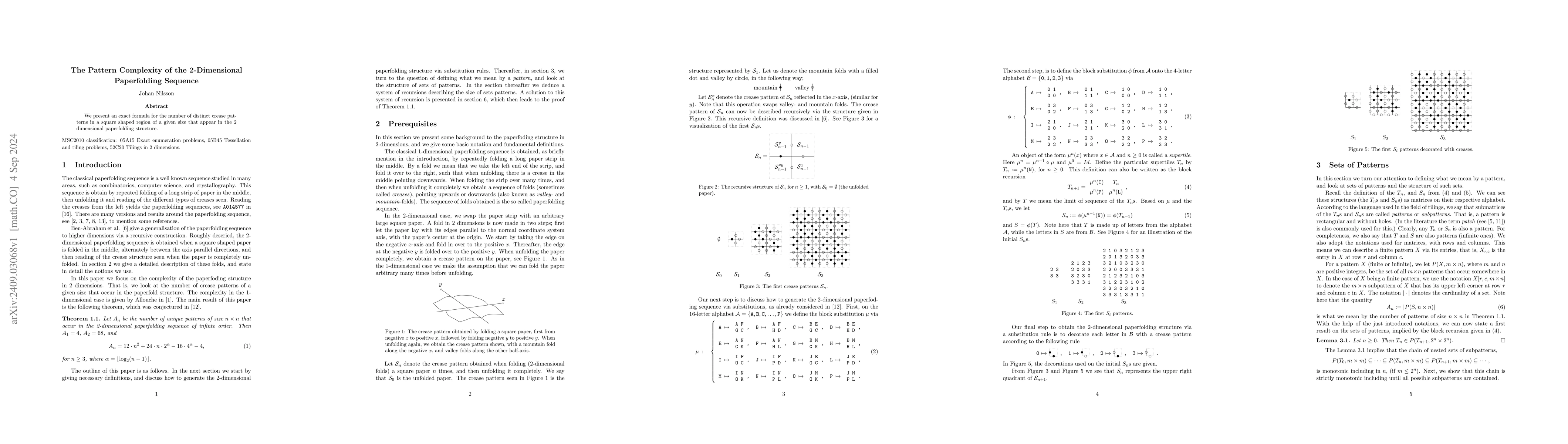 Thumbnail for The Pattern Complexity of the 2-Dimensional Paperfolding Sequence