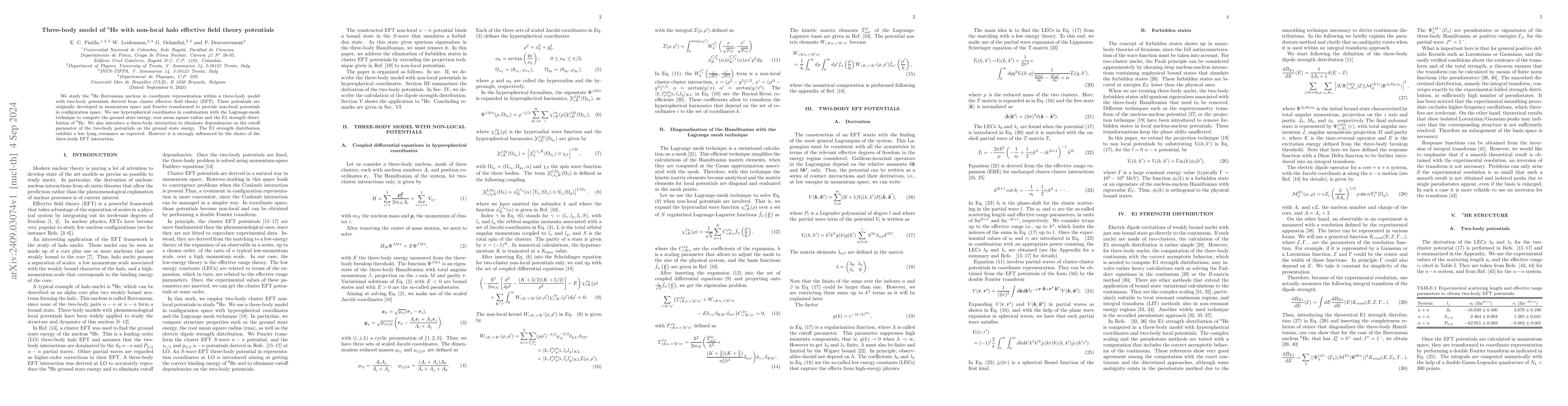 Thumbnail for Three-body model of $^{6}$He with non-local halo effective field theory
  potentials