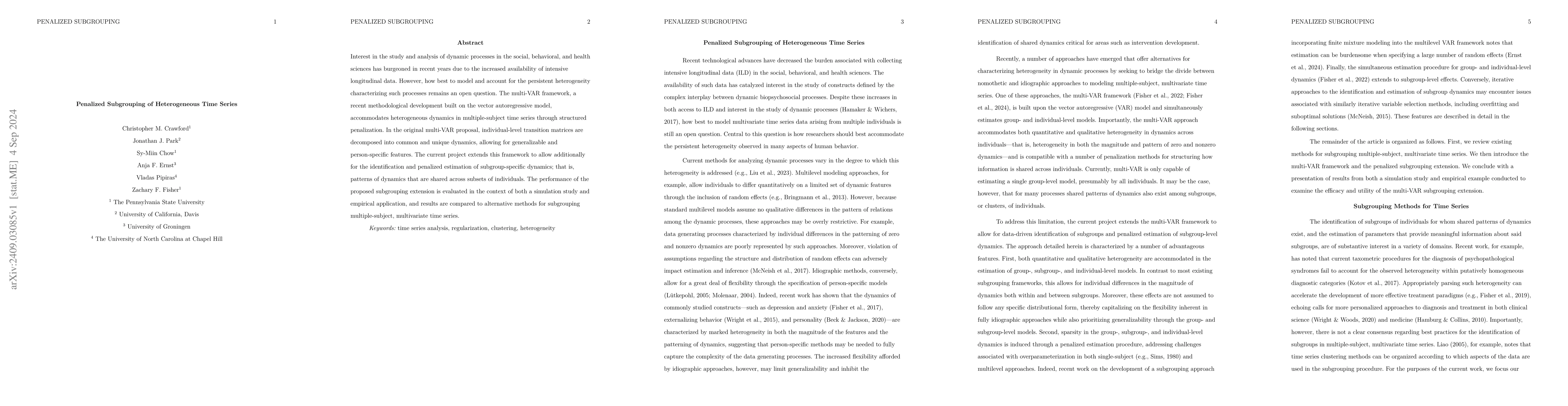 Thumbnail for Penalized Subgrouping of Heterogeneous Time Series