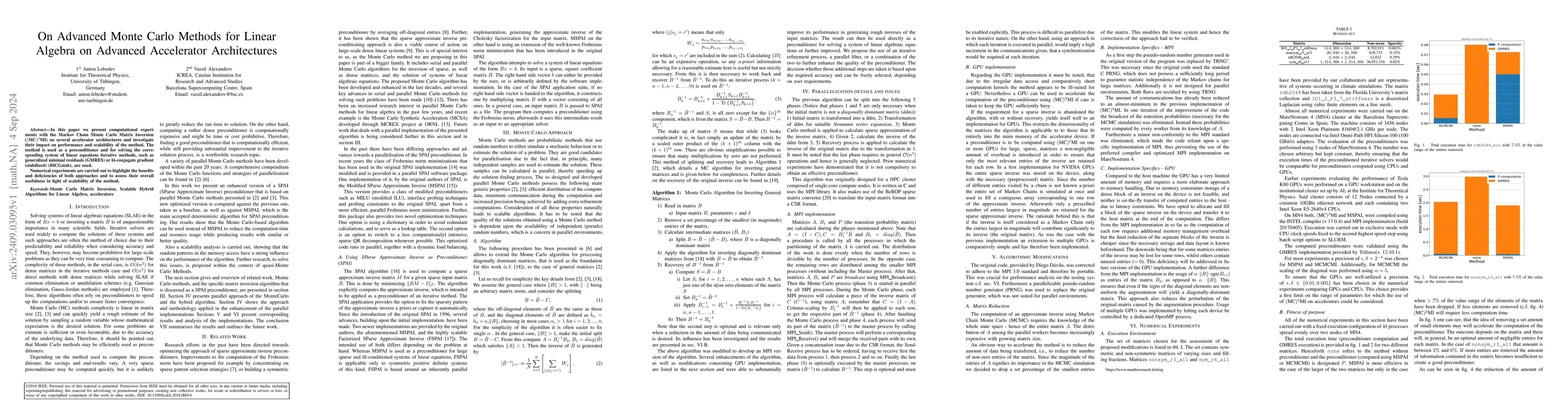 Thumbnail for On Advanced Monte Carlo Methods for Linear Algebra on Advanced
  Accelerator Architectures