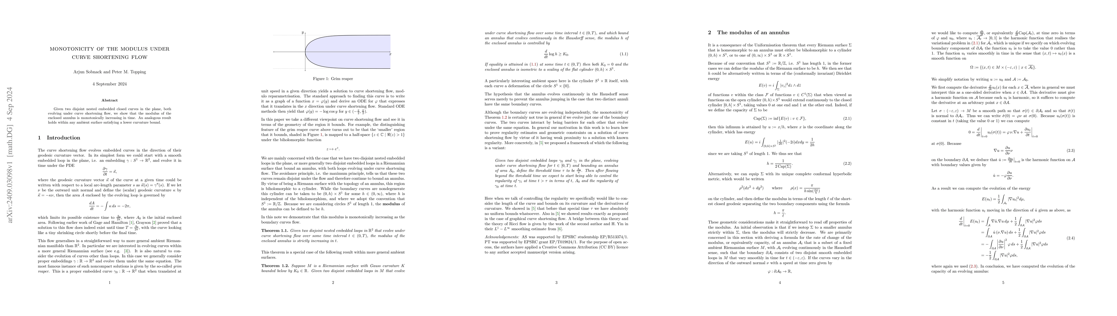 Thumbnail for Monotonicity of the modulus under curve shortening flow