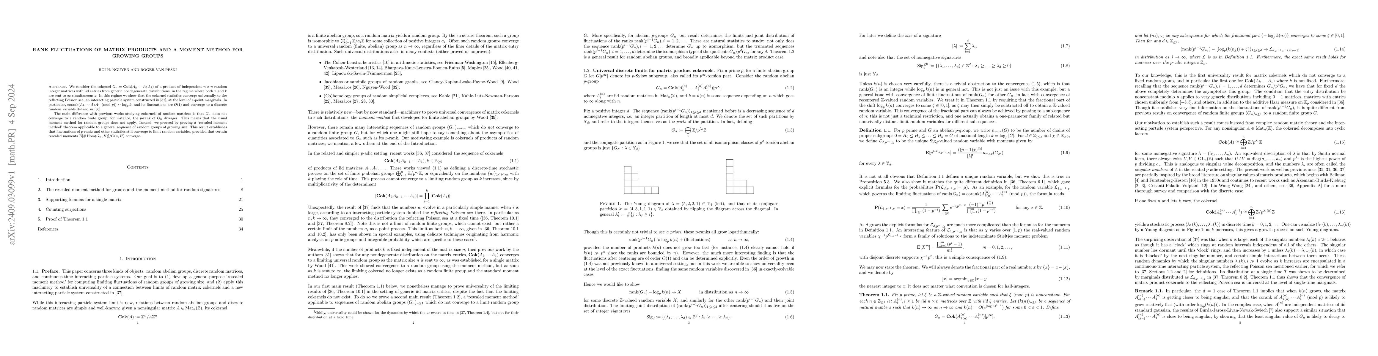 Thumbnail for Rank fluctuations of matrix products and a moment method for growing
  groups