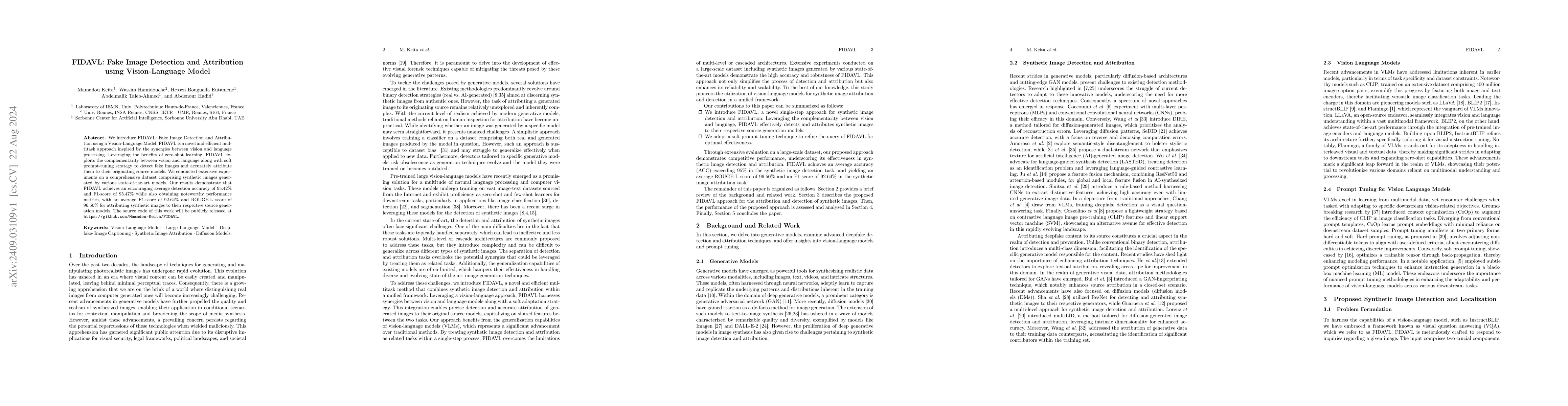 Thumbnail for FIDAVL: Fake Image Detection and Attribution using Vision-Language Model