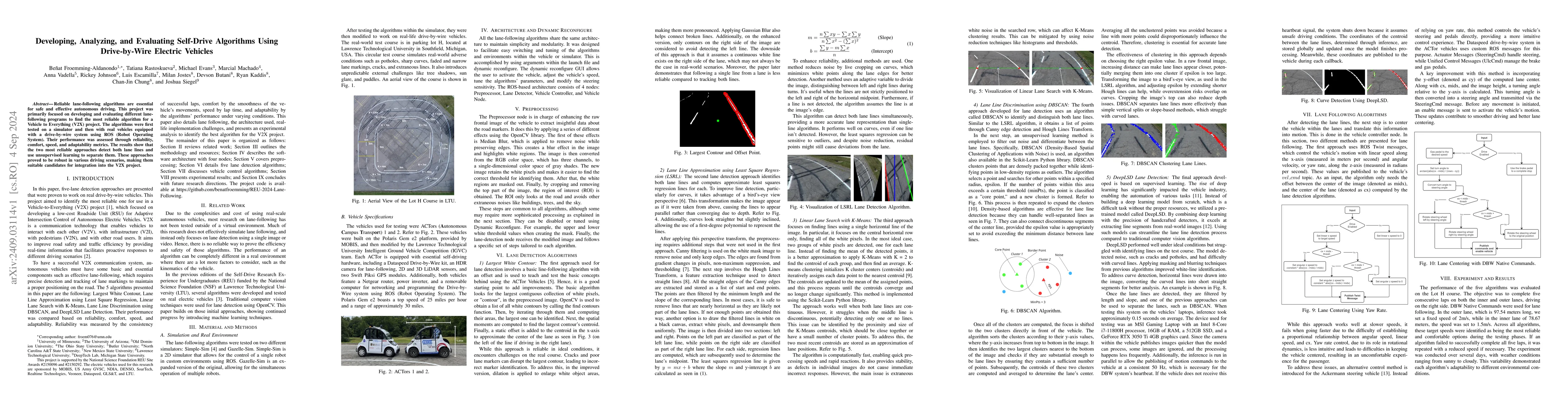 Thumbnail for Developing, Analyzing, and Evaluating Self-Drive Algorithms Using
  Drive-by-Wire Electric Vehicles