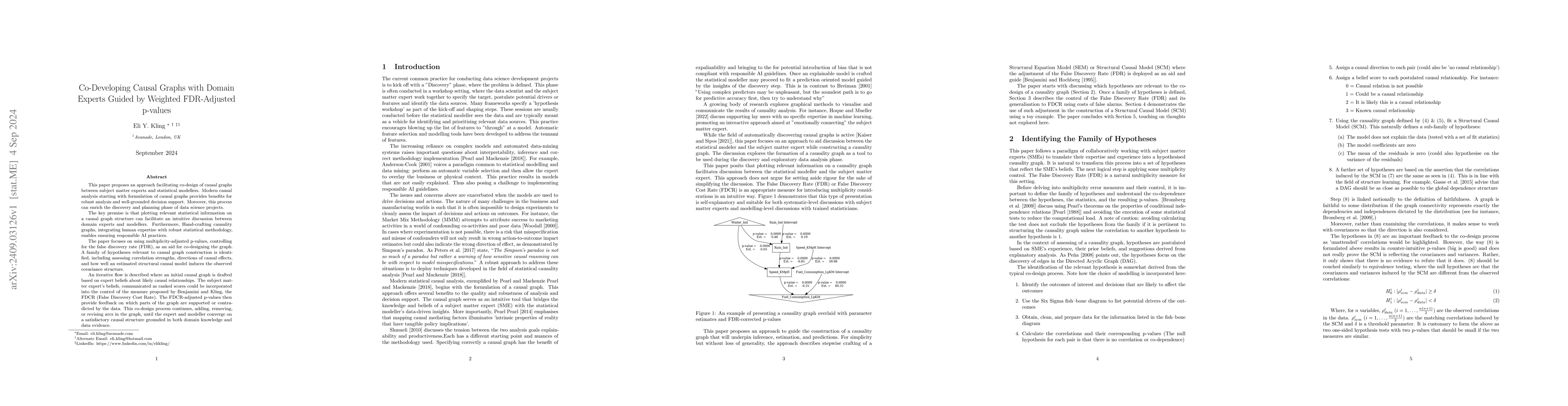 Thumbnail for Co-Developing Causal Graphs with Domain Experts Guided by Weighted
  FDR-Adjusted p-values