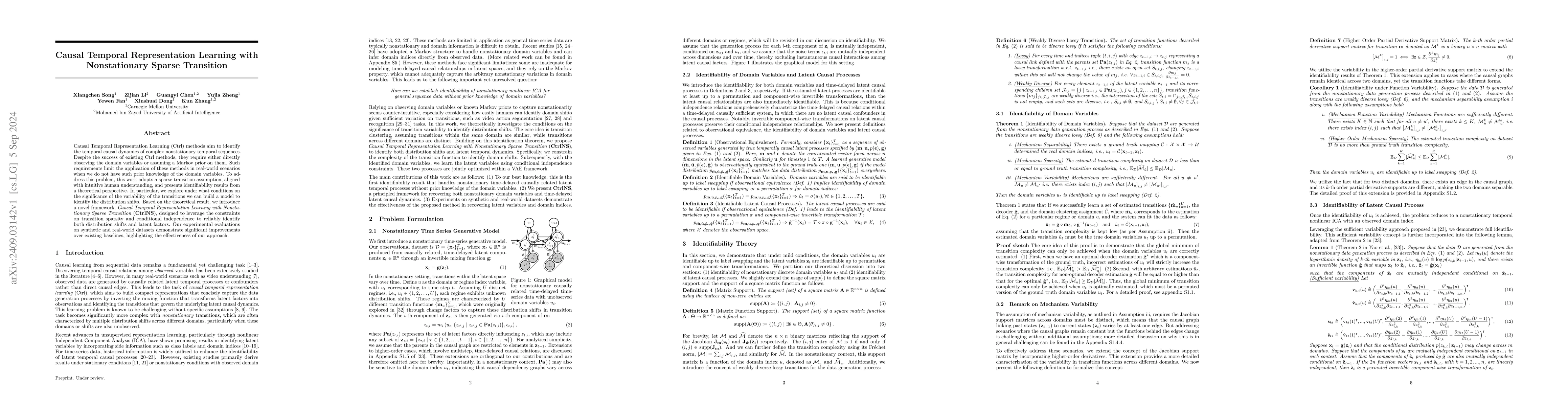 Thumbnail for Causal Temporal Representation Learning with Nonstationary Sparse
  Transition