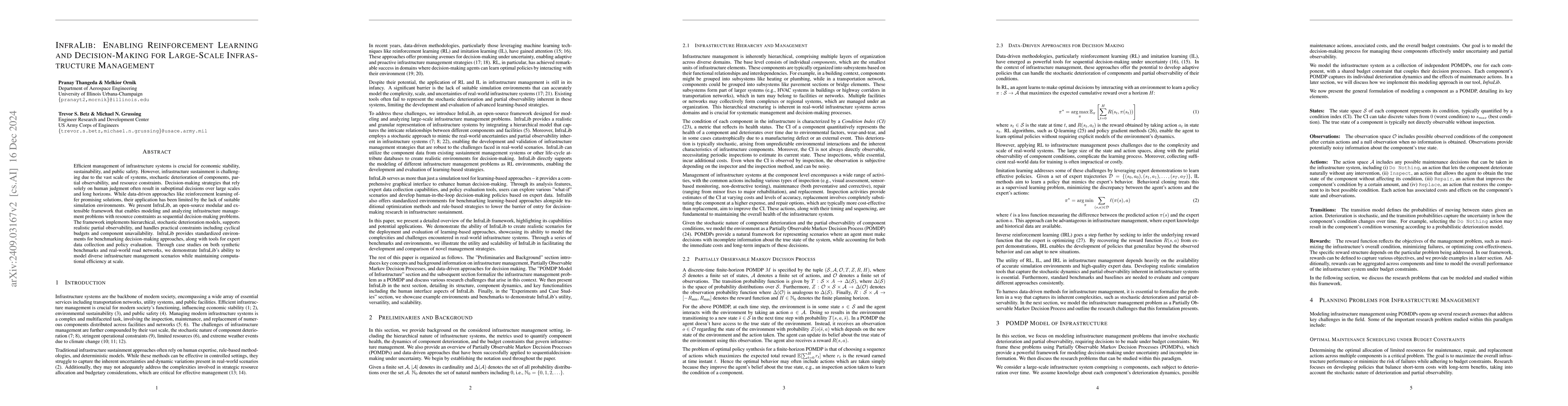 Thumbnail for InfraLib: Enabling Reinforcement Learning and Decision Making for Large
  Scale Infrastructure Management