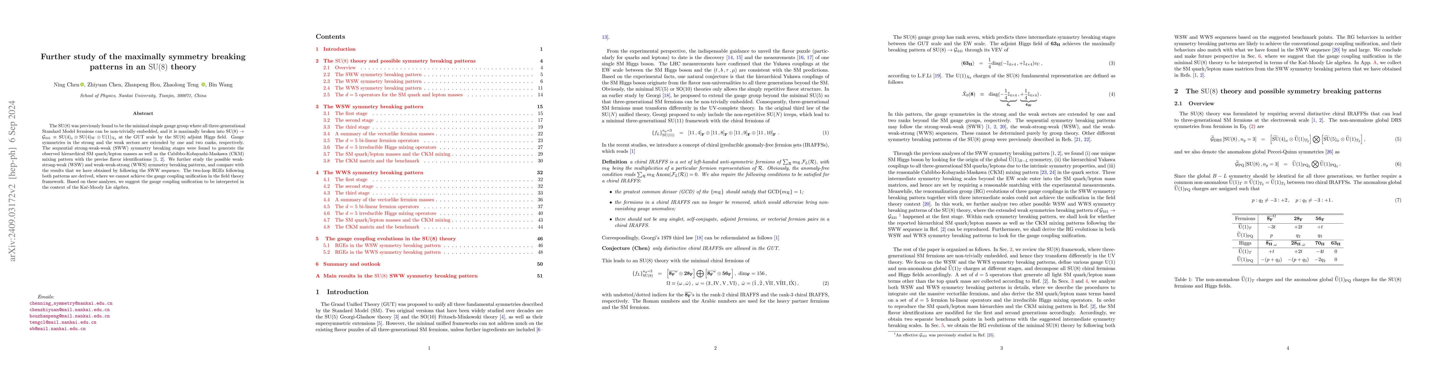 Thumbnail for Further study of the maximally symmetry breaking patterns in an ${\rm
  SU}(8)$ theory