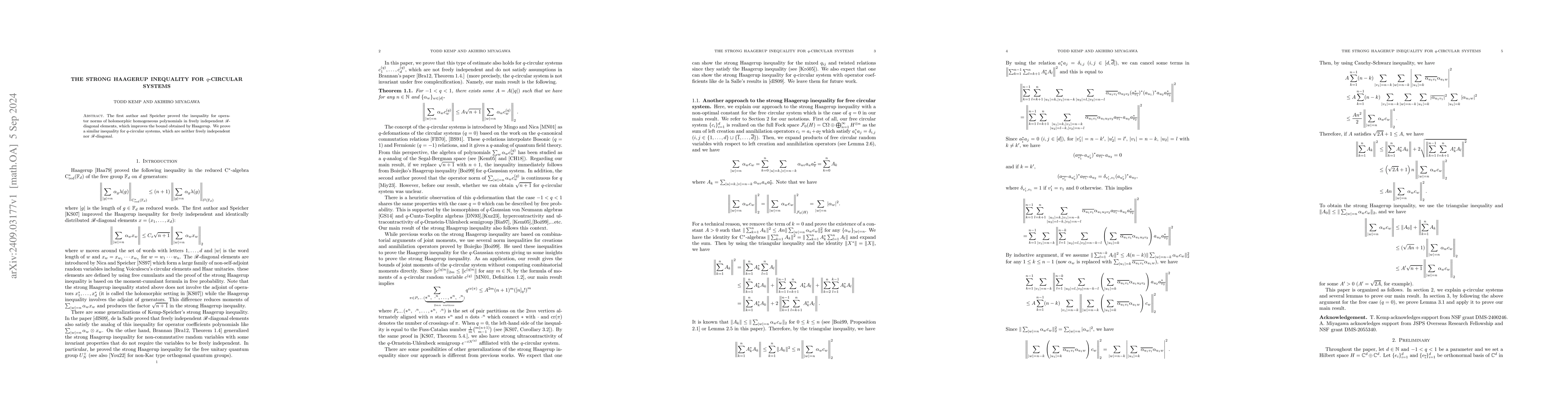 Thumbnail for The strong Haagerup inequality for q-circular systems