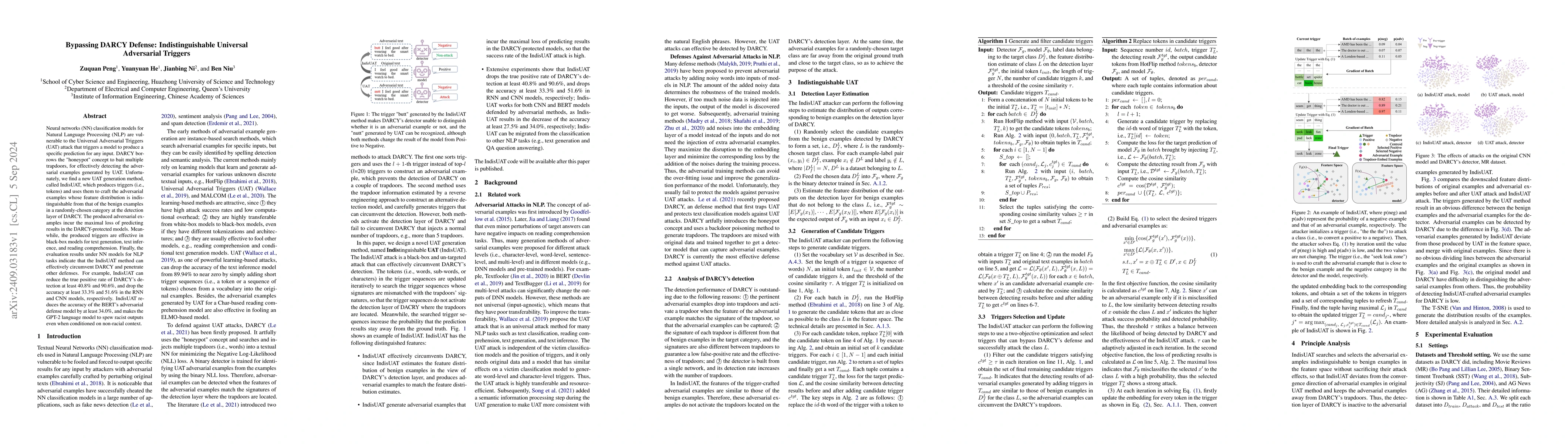 Thumbnail for Bypassing DARCY Defense: Indistinguishable Universal Adversarial
  Triggers