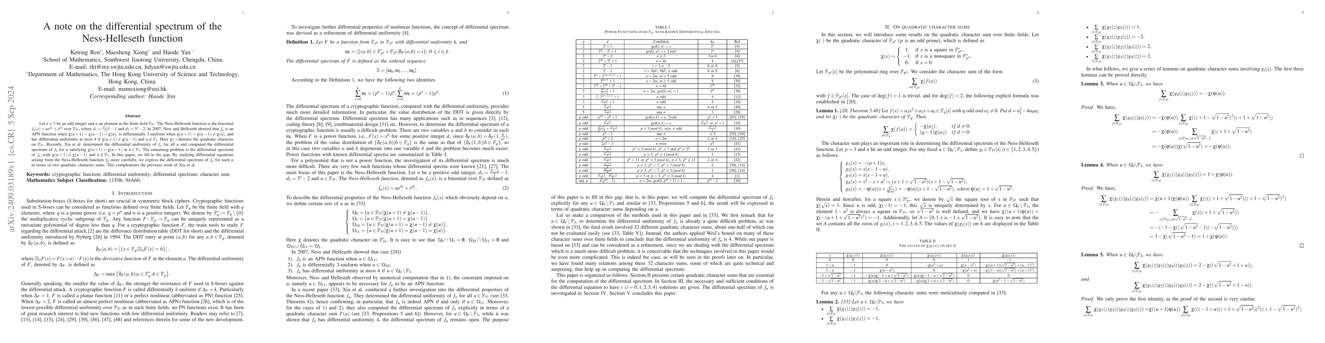 Thumbnail for A note on the differential spectrum of the Ness-Helleseth function