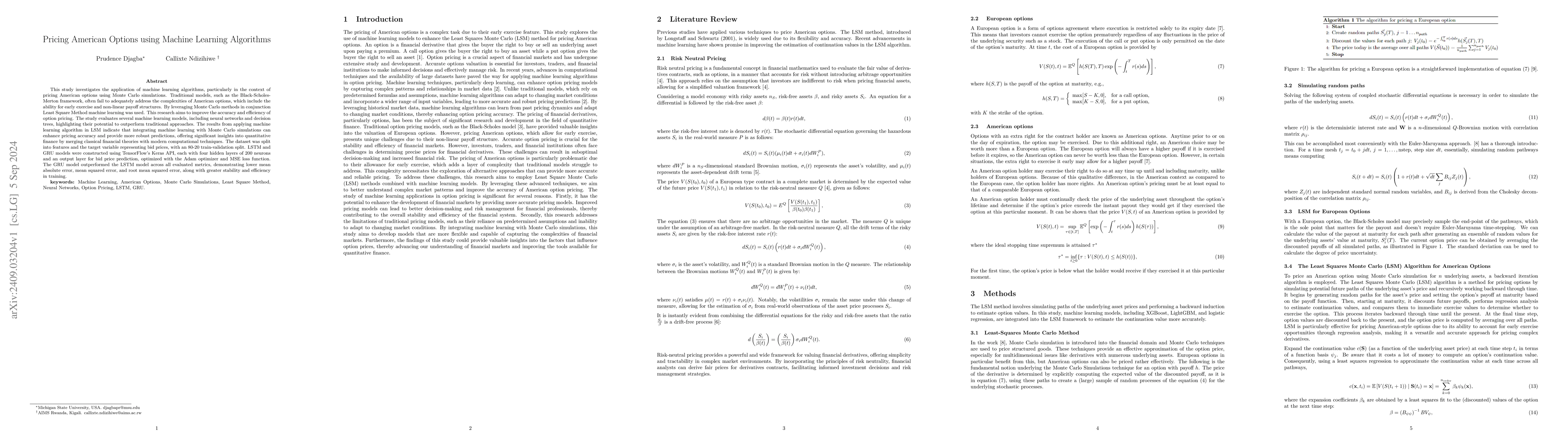 Thumbnail for Pricing American Options using Machine Learning Algorithms