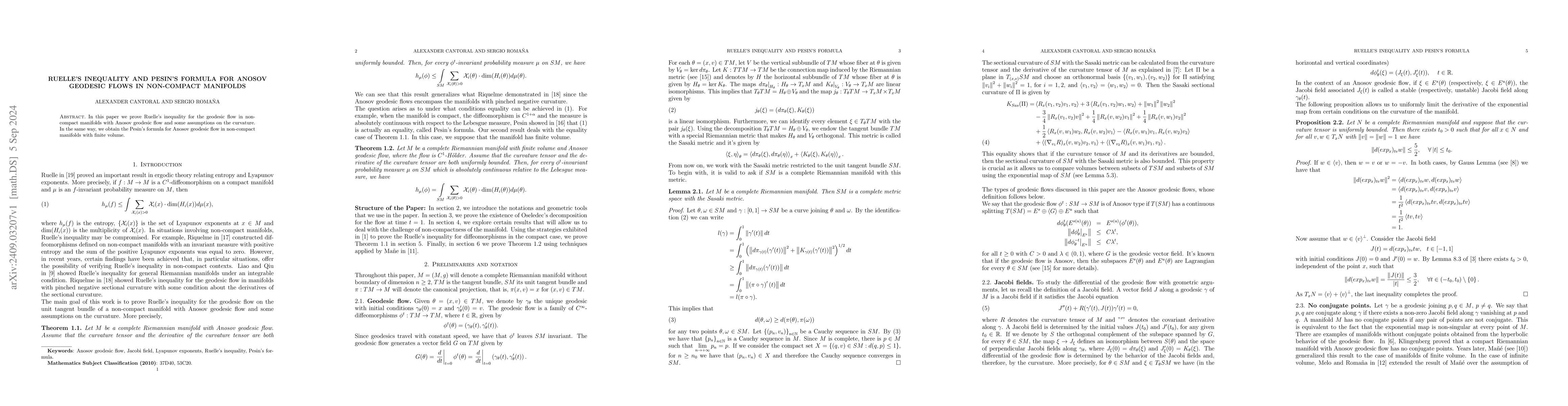 Thumbnail for Ruelle's inequality and Pesin's formula for Anosov geodesic flows in
  non-compact manifolds