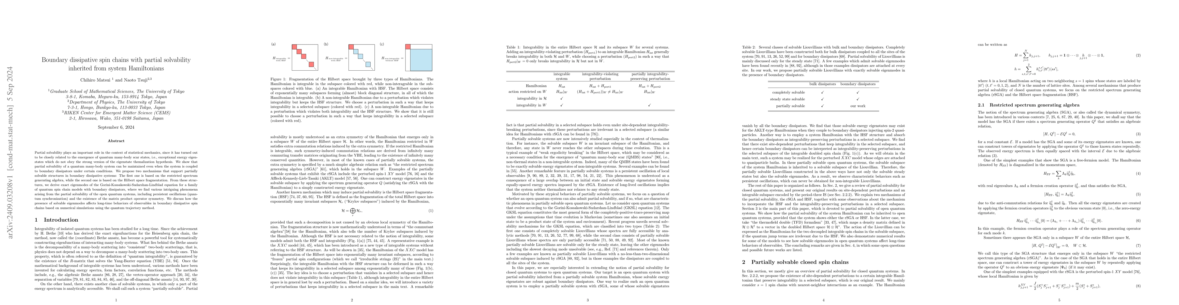 Thumbnail for Boundary dissipative spin chains with partial solvability inherited from
  system Hamiltonians