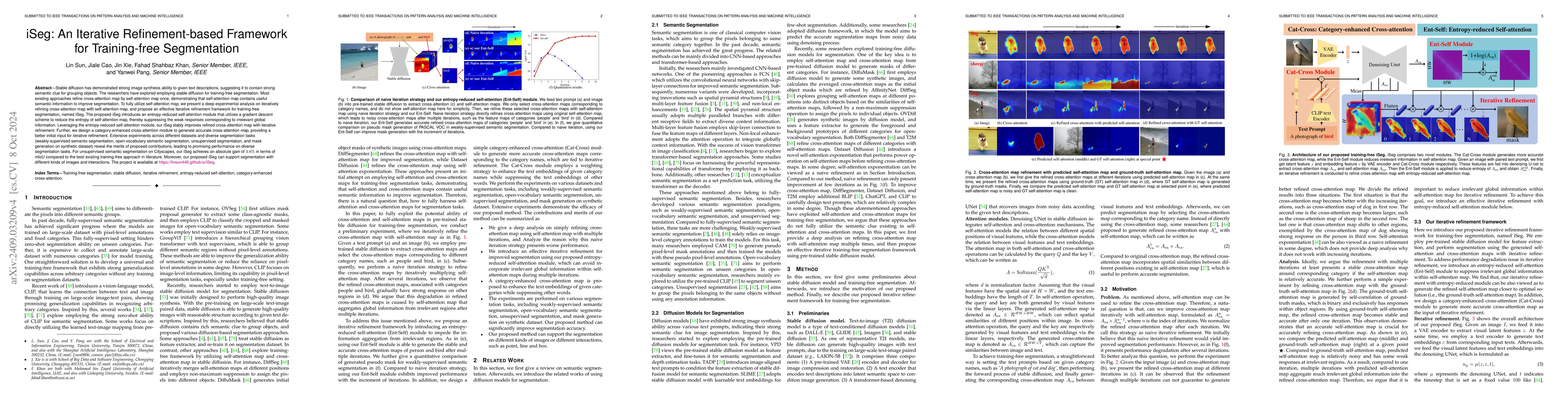 Thumbnail for iSeg: An Iterative Refinement-based Framework for Training-free
  Segmentation